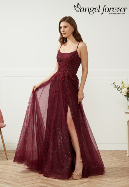 Angel Forever Wine Tulle Ballgown